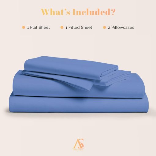 Ashton Sheets 100% Juego de Sabanas de Algodon Egipcio Split King para Cama Ajustable - 800 Hilos 5 PC Sabana Superior Split King para Cama Sleep Number, Sabanas Refrescantes y Suaves, Ajuste de Colchon Hasta 18" - Azul Profundo - Imagen 5