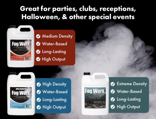 FogWorx Fog Juice - 1 Galon de Liquido de Humo Organico (128 oz) - Densidad Media, Alta Produccion, Liquido de Maquina de Humo de Larga Duracion para Maquinas de 400 Watts a 1500 Watts - Imagen 5