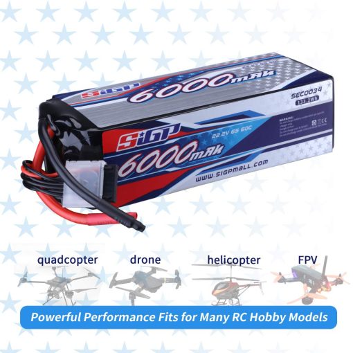 Bateria Lipo SIGP 6S 22.2V 6000mAh 60C para Helicoptero RC Avion Drone FPV Carreras Quadcopter Hobby - Imagen 5