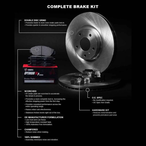 Kit de frenos y rotores traseros de R1 Concepts | Pastillas de freno traseras | Rotores y pastillas de freno | Pastillas y rotores de freno OEp optimos | Kit de hardware | compatible con Saab 9-2X; Subaru Forester, Impreza 2003-2008 - Imagen 3