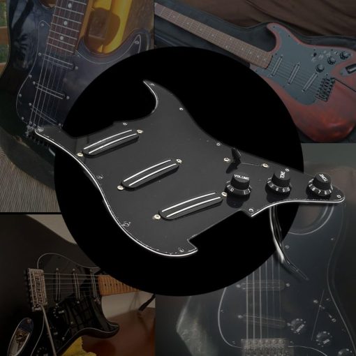 SoulDiM 3Ply 11-Hole SSS Prewired Loaded Pickguard con Doble Pastilla de Bobina Caliente de Alta Salida Kit para Guitarra Electrica Fender Squier Strat Negra - Imagen 2
