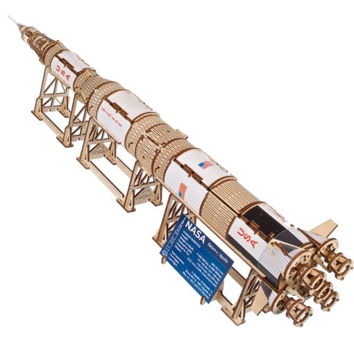 Kit de Cohete Modelo UGEARS NASA Saturn V - Modelos de Naves Espaciales para Adultos - Rompecabezas de Madera 3D del Transbordador Espacial - Rompecabezas de Nave Espacial Rocketship 3D