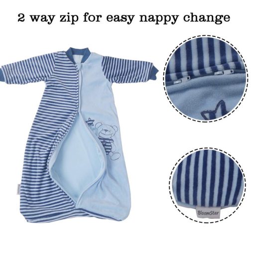 Saco de Dormir para Bebe de Manga Larga 9-24M de Algodon de Terciopelo Calido de BLOOMSTAR de 12-18 Meses - Manta Portatil para Ninos y Ninas Pequenos Bebes - Saco de Dormir Suave para Envolver con Brazos - Tog 2.0 Sleeper de Transicion - Imagen 3