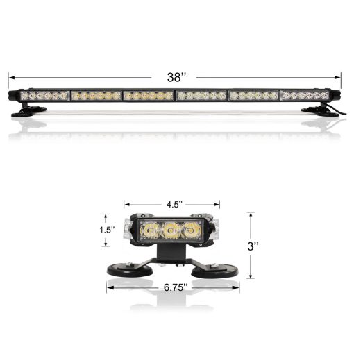FOXCID 38'' 78 Luces de Advertencia de Emergencia LED de Techo, Doble Lado de Luz de Seguridad de Advertencia de Peligro con Iman para Vehiculos de Remolque, Autos de Bomberos, Camiones, Seguridad de Trafico, Azul - Imagen 6