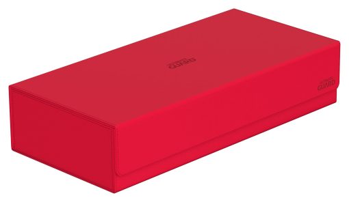Ultimate Guard Superhive 550+, Estuche para 550 Tarjetas de TCG con Doble Funda, Rojo, Compatible con Boulders, Cierre Magnetico y Forro de Microfibra Interno