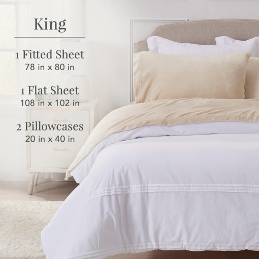 Juego de sabanas Ultra Suaves de Micro Franela NY Loft con Bolsillos Extra Profundos | Juego de Sabanas de Terciopelo Extra Suave | Super Suave Felpa Polar | Abrigo Acolchado de Terciopelo Suave Tribeca Collection (King, Beige) - Imagen 2