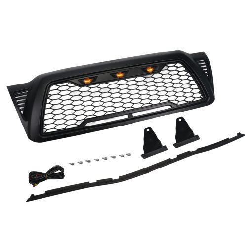 Parrilla de malla delantera DYRDINSHOW en ABS Compatible con Toyota Tacoma 2005-2011 (Negro Mate) - Imagen 3