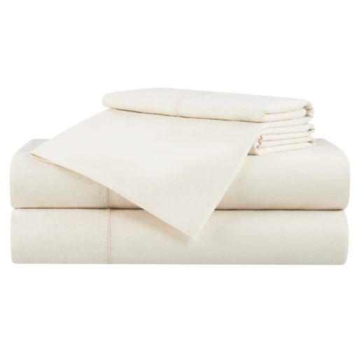 Juego de sabanas de lino de eucalipto Aston & Arden - Sabanas de cama clasicas y sostenibles de Lyocell Tencel para un sueno fresco, suave, transpirable y comodo, California King, Crema de Latte - Imagen 5