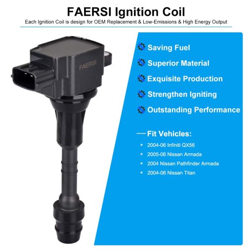 FAERSI Pack de 8 Bobinas de Encendido Compatibles con Nissan Titan Pathfinder Armada Infiniti QX56 2004-2006 5.6L Reemplaza OE# UF510, 224487S015, E1010 - Imagen 2