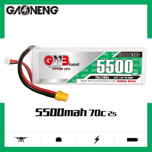 Bateria LiPo GAONENG GNB 2S 5500mAh 7.4V 70C 140C XT60 para Modelos RC Hobby a Escala 1/10 y 1/8 Drone de Aire - Imagen 4