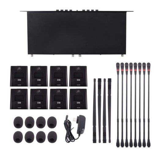Sistema de Microfono de Gooseneck Profesional de 8 Canales UHF XTUGA CM280 para Conferencias Grandes Micros de Mesa Frecuencia Fija Super-Bajo Ruido de Fondo (Frecuencia A) - Imagen 9