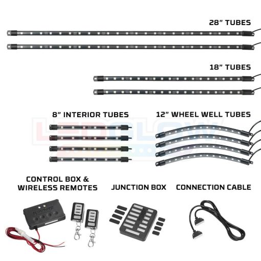 Kit de Iluminacion LEDGlow 12 Piezas Multicolor LED para Carrito de Golf de 4 Plazas con Luces de Neon para el Subchasis, Ruedas e Interior con Luces para EZGO Yamaha Club Car - Compatible con Bateria de 12 Voltios - Resistente al Agua - Imagen 2