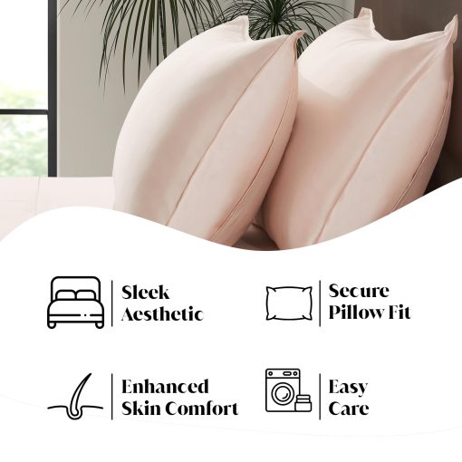 Juego de sabanas de lujo de bambu | Tamano Queen | 100% Viscosa de Bambu | Cultivado de forma organica | Ultra Suave | Sabanas Refrigerantes para los que duermen en calor | Bolsillo profundo de 17" [Vintage Pink (Blush)] - Imagen 6