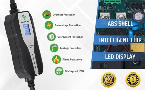 Cargador de Vehiculo Electrico (EV) Nivel 2 PRIMECOM.TECH Amperaje Ajustable (10Amp - 16Amp - 20Amp - 24Amp - 32Amp) Cable de 30 pies EVSE Hibrido Enchufable (50 FT, 14-50P) - Imagen 5
