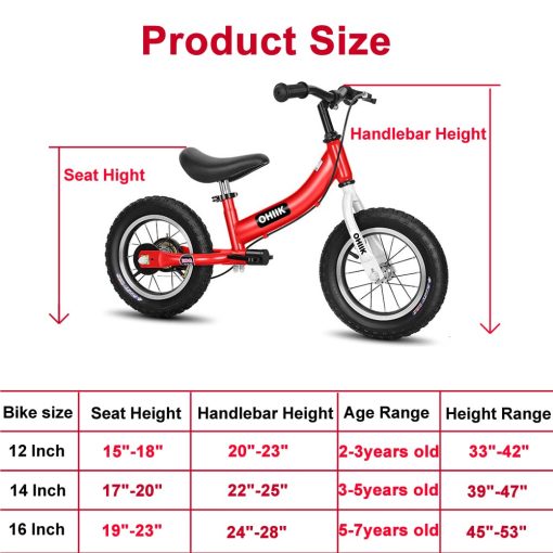Bicicleta de Equilibrio OHIIK 2 en 1 para Ninos de 2 3 4 5 6 7 Anos, Bicicleta de Equilibrio a Pedales, Bicicleta de Ninos de 12 14 16 Pulgadas, con Kit de Pedales, Ruedas de Entrenamiento, Frenos (12 Pulgadas, Rojo) - Imagen 6