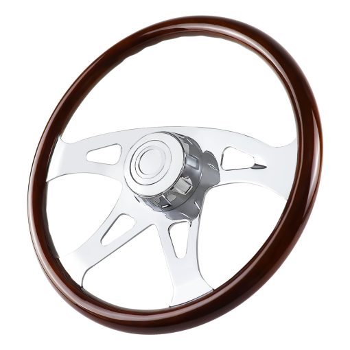 Volante de Madera de 18" para Camion Chrome 4 Radios, para Kenworth, Peterbilt, Volvo, Freightliner