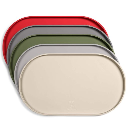 Tapete para Perros DogBuddy - Tapete para Cuencos de Comida de Perros Impermeable, Tapete de Silicona para Comida y Agua, Tapete para Comida de Mascotas con Bordes, Tapete Antideslizante para Comida de Perro, Tapetes para Comida de Perros para Pisos (XXL: 32" x 19", Blanco Arena)