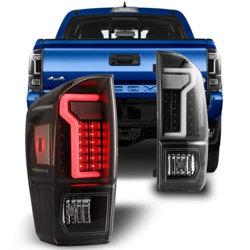 Luces traseras CPW compatibles con [2016-2022 Toyota Tacoma] Tubo de luz LED (Negro/Lente Clara/Reflector Claro)
