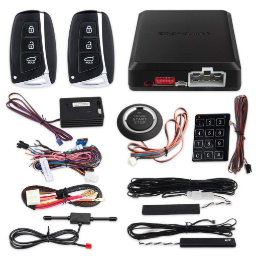 EASYGUARD EC002-HY-NS Sistema de Entrada sin Llave con Control Remoto de Arranque Remoto Boton de Encendido tactil Teclado de Contrasena de Golpe de Advertencia