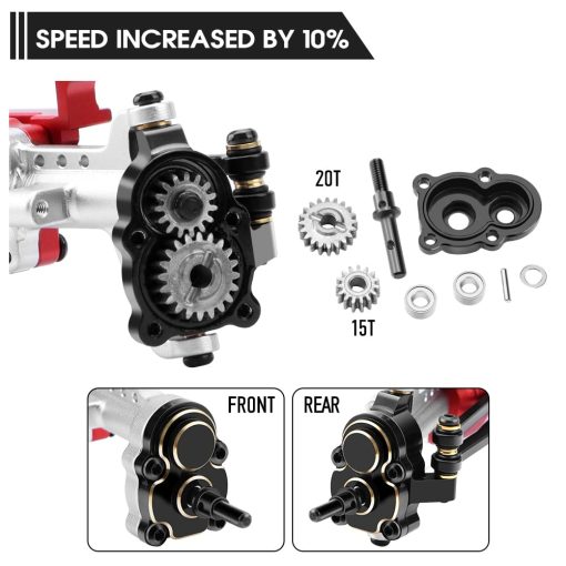 GLOBACT para 1/24 FCX24 Juego de Ejes Delanteros y Traseros del Portal Aumenta Diferencial & Bloqueo de Diferencial Ejes de Metal para FMS FCX24 Power Wagon Smasher Lemur K5 Blazer FCX18 LC80 Upgrade (Plateado) - Imagen 2