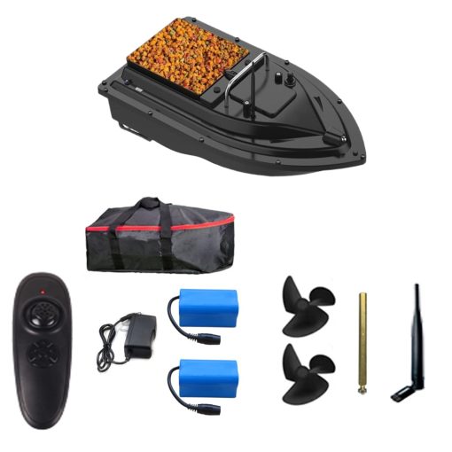 Bote de Pesca, Bote de Senuelo RC, Bote de Pesca 500m/546Yards de Distancia, Control Remoto Automatico de 2kg/4.4LBS con 2 Baterias y Motores Dobles, Herramienta de Pesca Barco de Control Remoto Senuelo