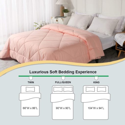 Edredon de cama no comprimido de la coleccion Leisurely 2024 Premium Actualizado para todas las estaciones, relleno 100% algodon - Reversible, ligero, suave, transpirable y esponjoso (Rosa, King) - Imagen 8