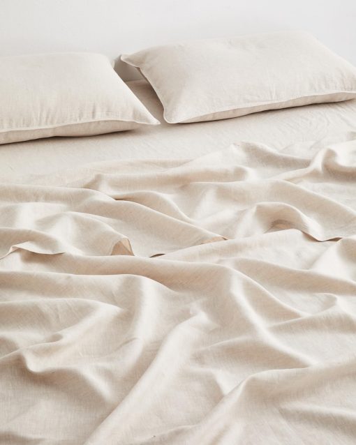 Sabana Plana de Lino Bed Threads - 100% Lino Frances - 170 GSM - Lujo y Respetuoso con el Medio Ambiente - Transpirable, Duradero y Ultra Suave - Sabana Plana Individual - Lavable a Maquina - Twin/Twin XL - Avena - Imagen 2