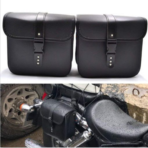 Alforjas para Motocicletas Vechkom Universal de Cuero PU Impermeable Alforjas Suaves para Scooter Honda Suzuki Yamaha HD Street Sportster
