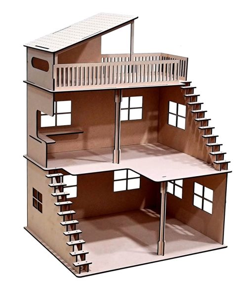 StonKraft Casa de munecas de madera - Decoracion del hogar, Juguete de construccion, Kit de modelado, Proyecto escolar - Facil de armar rompecabezas 3D