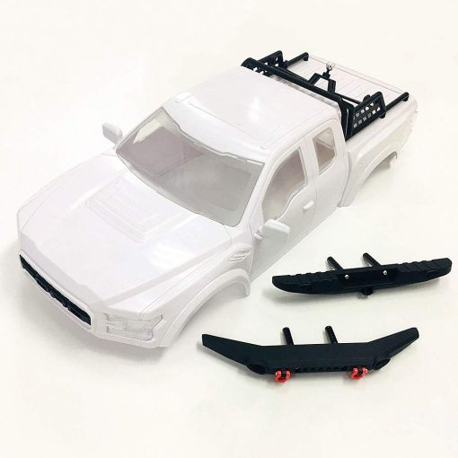 KYX Racing TRX4 Carroceria Dura ABS Raptor & Parachoques Delantero Trasero & Porta-Repuesto 325mm Carroceria de Camion Blanco