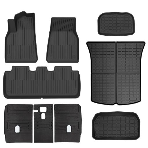 Tapete para Piso modelo Y ï¼† Almacenamiento ï¼† Respaldo ï¼† Forro de Carga Compatible con Modelos Tesla Modelo Y de 5 Asientos 2020 2021 2022 2023, Proteccion para Todo Clima, Juego Personalizado Antideslizante Resistente al Agua 3D