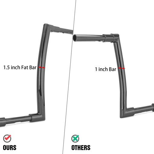 Manillar de 14" para Ape Hangers 1.5 pulgadas Fat Monkey Bar Negro Compatible con Harley Softail Dyna Sportster XL 883 1200 y modelos Road King 1994-2022 y Road Glide 1998-2013 - Imagen 4