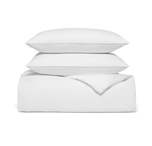 Juego de Funda de Edredon BOLL & BRANCH - Full/Queen, Blanco - 100% Algodon Organico - 1 Funda de Edredon, 2 Fundas de Almohada - Lazos de Esquina Interiores + Cierres de Cremallera Ocultos