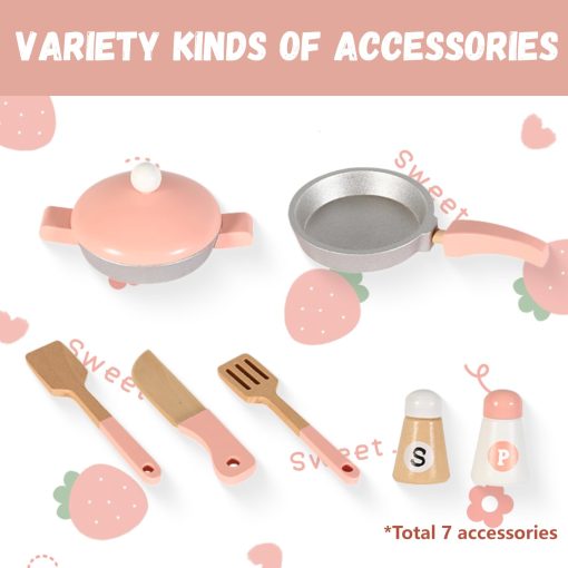 Juego de Cocina de Juguete de Madera Premium para Ninos, Utensilios de Cocina de Madera, Accesorios para Juego de Cocina de Pretendencia, Juguete de Aprendizaje Montessori, Set de Juego de Cocina de Pretendencia, Regalo para 3+ - Imagen 3