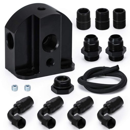 Kit de reubicacion de filtro de aceite de aluminio billet Hypertune Adaptador de manguera trenzada de aceite AN12 Bloqueo 1/8NPT Adaptador 13/16"-16 3/4"-16 M22*1.5