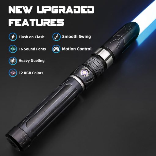 Sable de Luz Saberforms con 12 Colores RGB, 16 Sonidos y Control de Movimiento, Espadas con Efectos FX de la Fuerza con Mango Retro Desgastado y Hoja Reemplazable, Sables de Luz para Adultos y Niños - Imagen 2