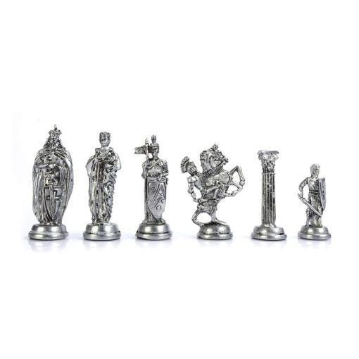 Juego de Ajedrez de Metal de Cobre Antiguo del Ejercito Britanico Medieval para Adultos, Piezas Hechas a Mano y Tablero de Ajedrez de Marmol Diseno de Madera Rey 3.35 pulgadas - Imagen 6