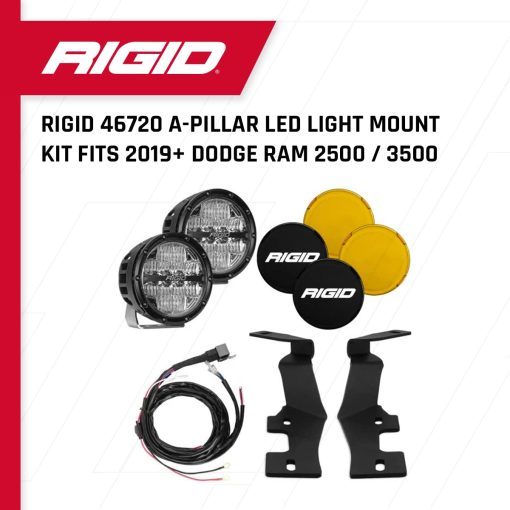 Kit de luces LED Rigid Industries - A-Pillar de 6 pulgadas de la serie 360 - Compatible con Dodge RAM 2500/3500 y RAM 2500/3500 Full Size 2019-Presente (46720) - Imagen 2