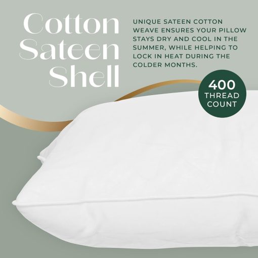 Juego de 2 Almohadas Queen Size de East Coast Bedding - Almohadas de Lujo Suaves para Hotel - 100% Relleno de Plumon de Ganso Europeo 800FP - Almohada Sin Plumas para Dormir - Imagen 5
