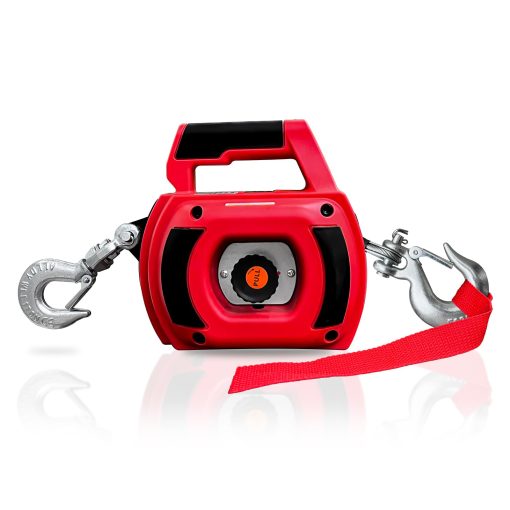 Malacate de Taladro Portatil FITHOIST 750 libras, Malacate de Taladro con Cable de Acero de Aleacion de 40 pies, Malacate de Taladro Manual para Levantar, Arrastrar, Manejar, Remolque (Rojo)