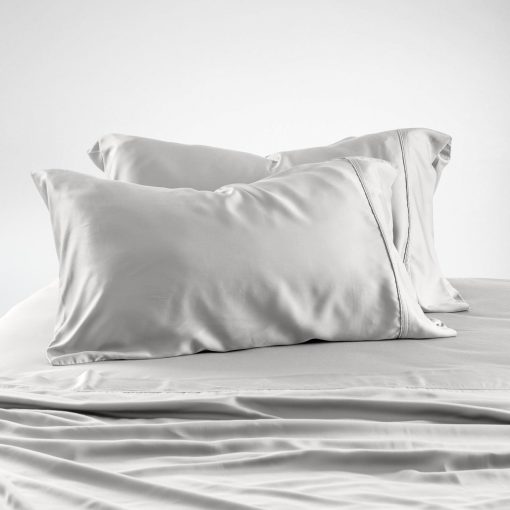 Juego de sabanas de lujo Olive + Crate Luxury Series 100% Tencel Eucalyptus en tamano completo - Juego de sabanas super suaves y frescas de 4 piezas | Bolsillo profundo de hasta 16'' Sabana plana, sabana ajustable y 2 fundas de almohada color Gris Niebla - Imagen 5