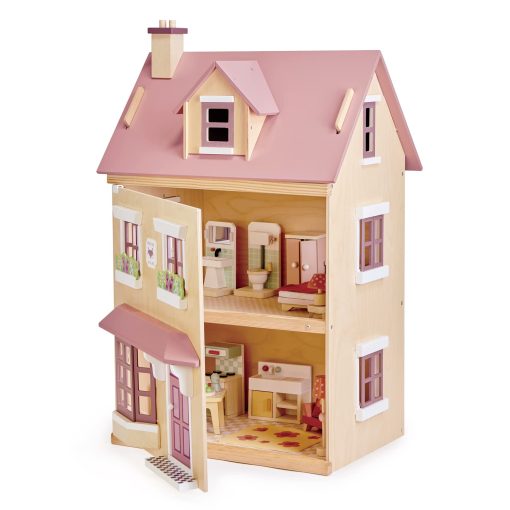 Casa de munecas Foxtail Villa de Tender Leaf Toys - Hermosa casa de munecas de madera de tamano mediano con muebles de inicio - Juego en miniatura - Fomenta el juego de roles y la invencion de historias en ninos y ninas - Edad 3+ - Imagen 4