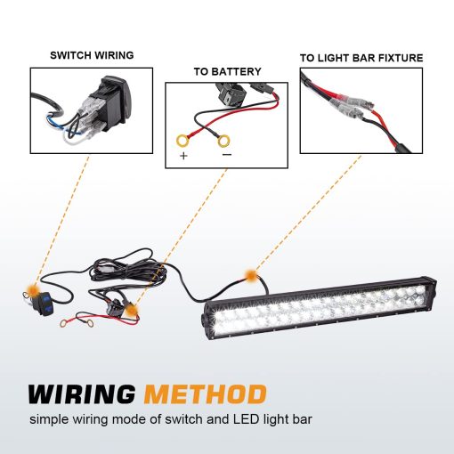 Barra de luz recta Dasen de 32" 18W con 4" LED Pod para montaje en la parte superior del techo del parabrisas A-Pillar Roll Bar Work Lights con soportes y kit de cableado compatible con Polaris RZR 900 1000 - Imagen 8