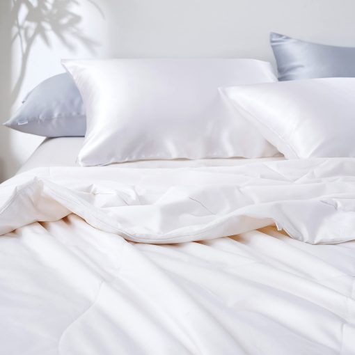 Edredon de Seda Mommesilk para Verano 100% Natural Relleno de Seda Lavable Ligero y Fresco Tamano King: 280x244cm, Blanco - Imagen 9