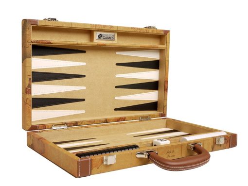 ?Nuevo! - Juego de Backgammon de Lujo de 15 Pulgadas con Mapa - Tablero Marron - Imagen 7