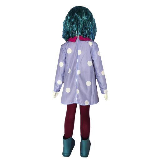 Disfraz de Cosplay JUMOF Kids Envy Vestido de Lunares Morado con Peluca Traje de Halloween para Ninas, Tamano 140 - Imagen 2