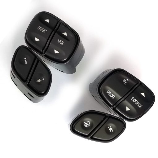 DEVMO 4pcs Boton de Control del Volante Compatible con Chevy Silverado Suburban Tahoe Avalanche GMC Sierra Yukon Cadillac Escalade y Mas Reemplaza# 21997738, 21997739, 1999442, 1999443 - Imagen 3