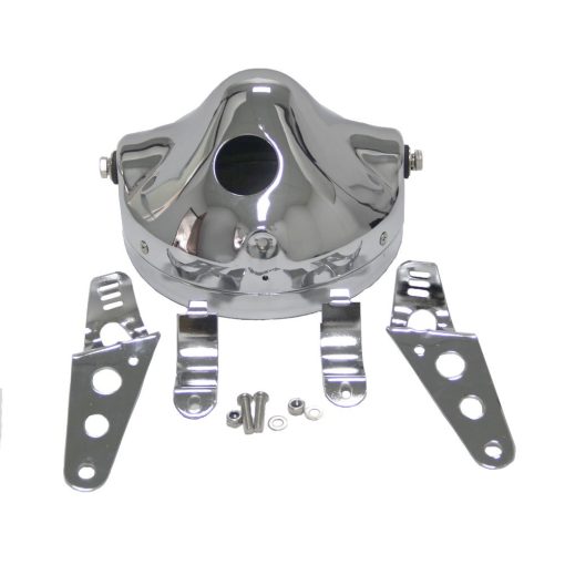 Faro Universal de 7 Pulgadas para Motocicleta con Cubo de Faro LED de 7" con Soportes de Montaje para Tubo de Horquilla de 28-42mm (Cromo)