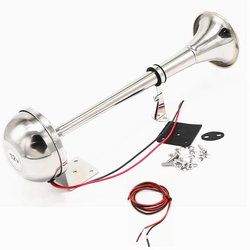 Claxon electrico para auto Viping 12V 165DB Tubo unico de acero inoxidable 304 bocina bocina de barco bocina electrica marina trompeta unica de altavoz para cualquier barco de carga ruedas barco tren coche camion furgonetas yates etc - Imagen 2