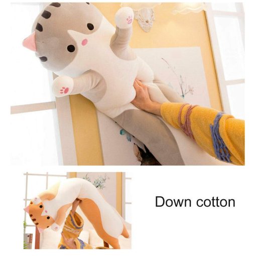 WUYU Encantador Peluche de Gato Lindo Muneco Suave de Gato Relleno de Dibujos Animados Almohada Larga Almohada de Sueno de Lanzamiento Muneco de Juguete Regalo para Ninos Novia Multiples Tamanos (Gris, 150cm/59in) - Imagen 9